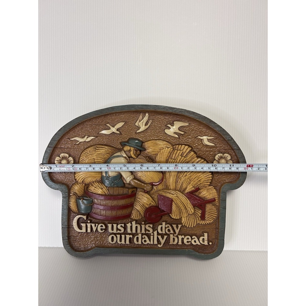 1986 Burwood Products USA Give Us This Day Our Daily Bread Wall Art Hanging - Picture 4 of 7